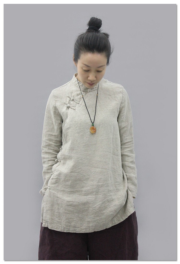 Linen tops for women, long sleeves shirt, loose linen blouses, linen tunic tops plus size clothing, soft large size boho fall spring top N7