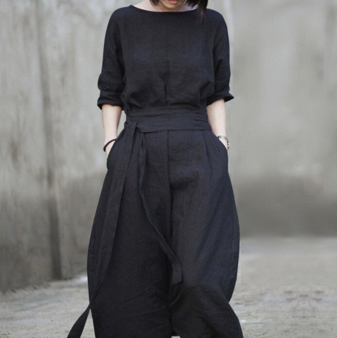 Women Linen Dresses, Pure Linen Dress, Wrap Linen Dress, Linen Tunic