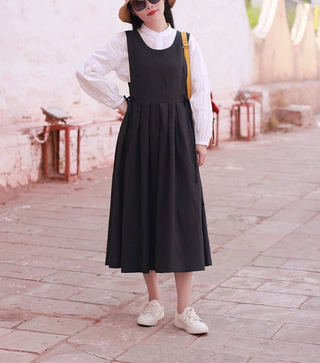 Women's Cotton Linen Dress Sleeveless Summer Loose Casual Dress