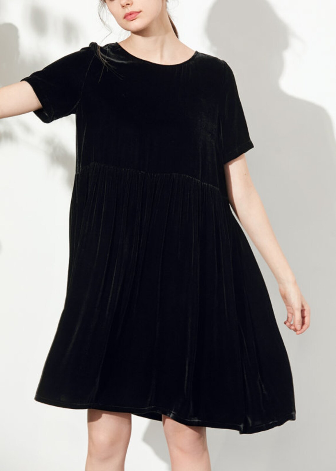 Velvet Dresses Short Sleeves Dress Velvet Midi Dress Knee Etsy Australia