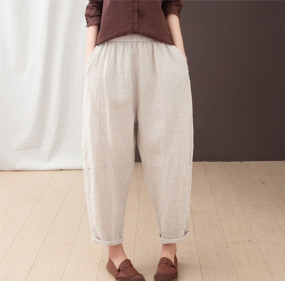 Linen Pants for Women Long Pants Wide Leg Pants Full Length Loose Harem  Pants Casual Long Trousers Fall Spring Customized Plus Size Pant B33 -   Canada