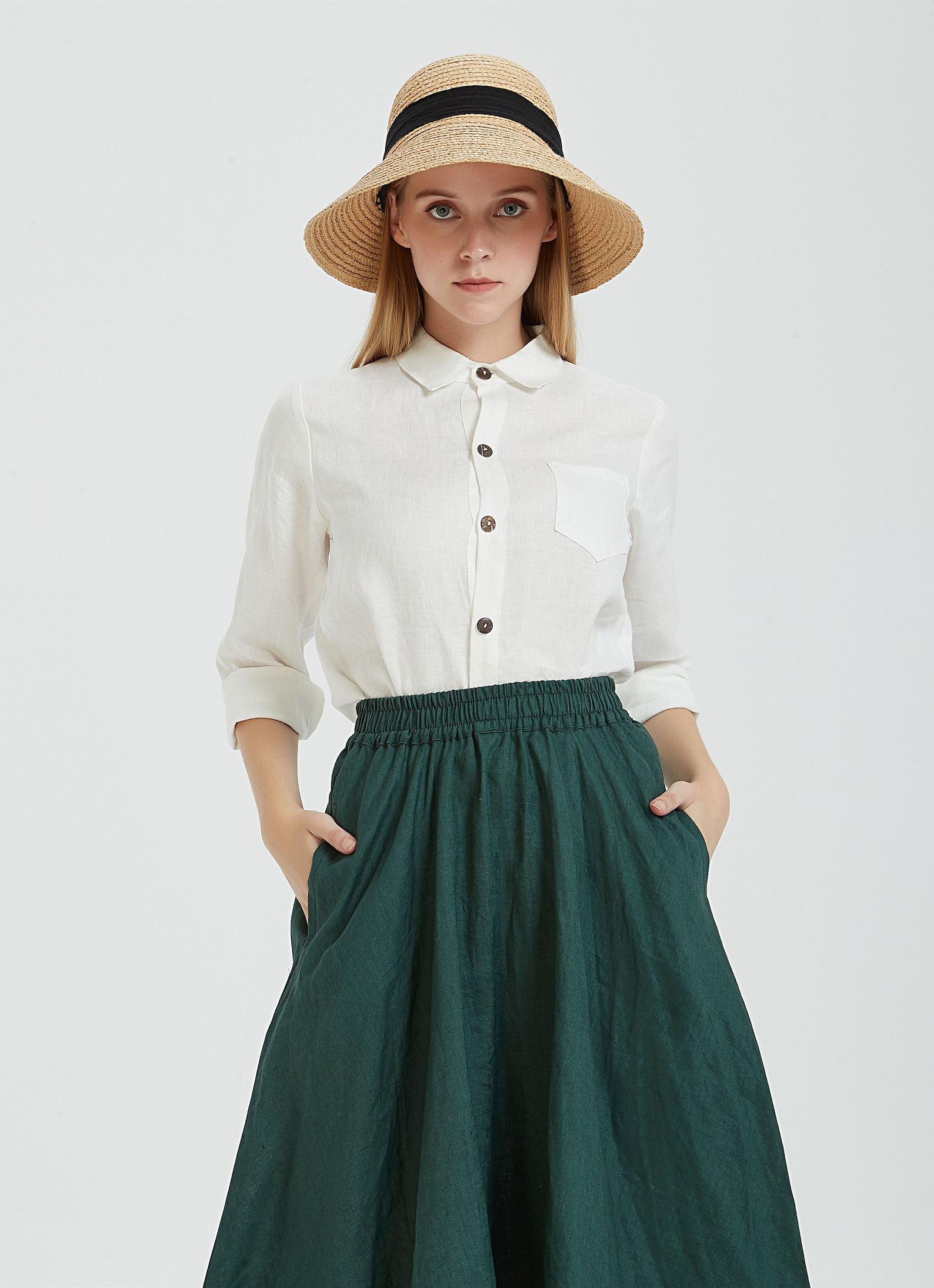 Vintage Breeze Linen Skirt