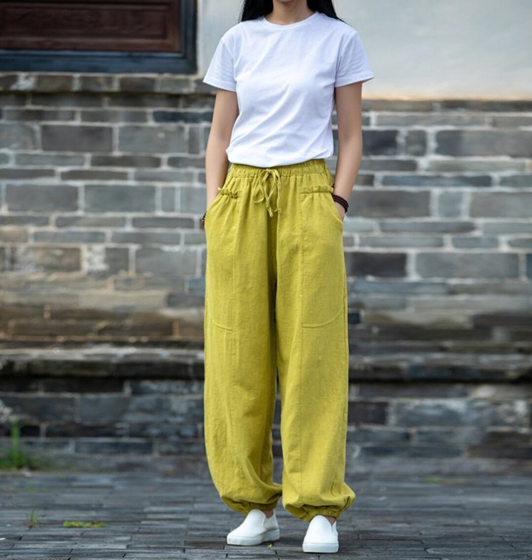 Linen Cotton Pants Casual Harem Pants Women's Linen Etsy