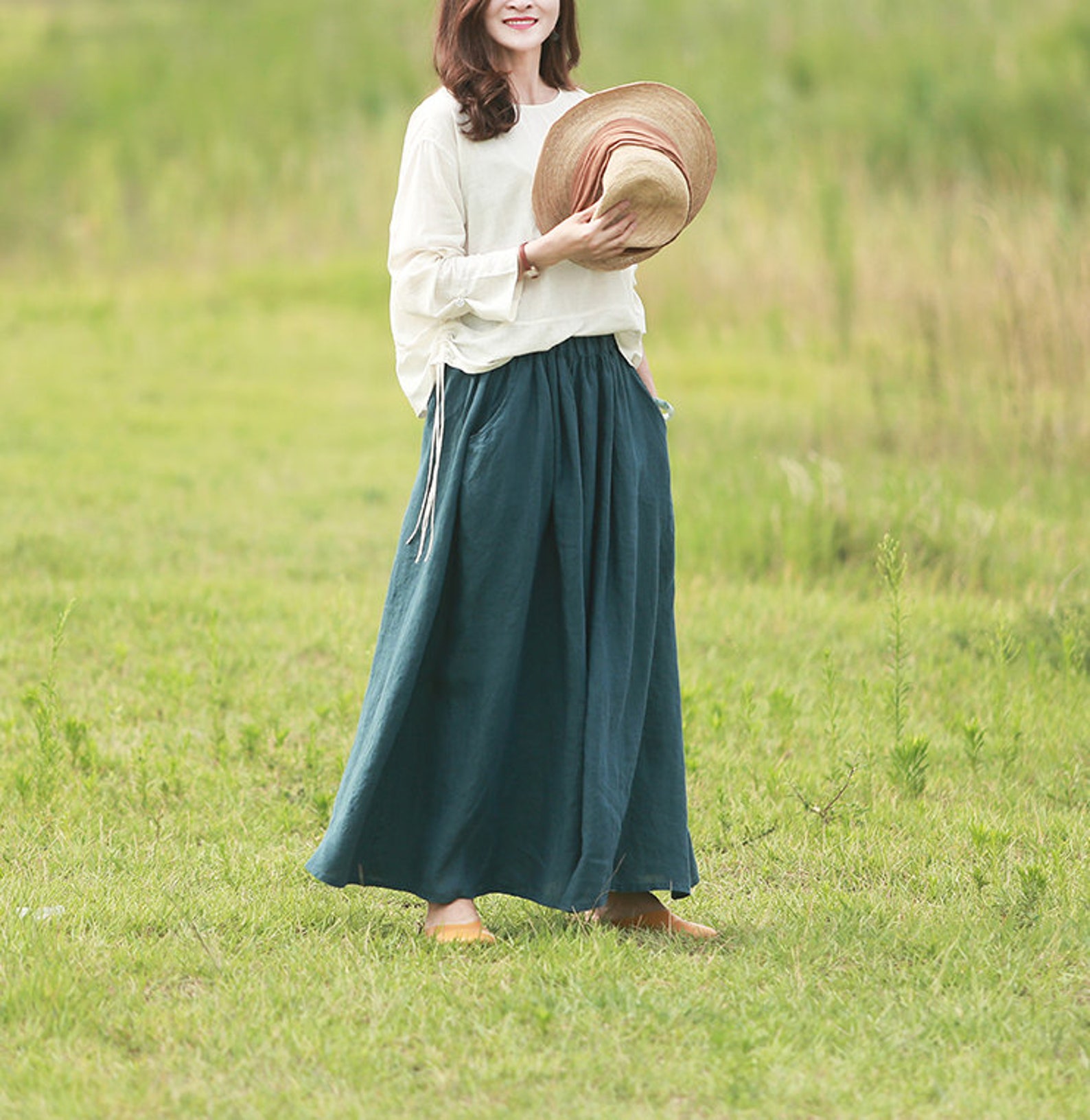 Women's Linen Long Skirt Vintage Skirt Linen Skirt Etsy