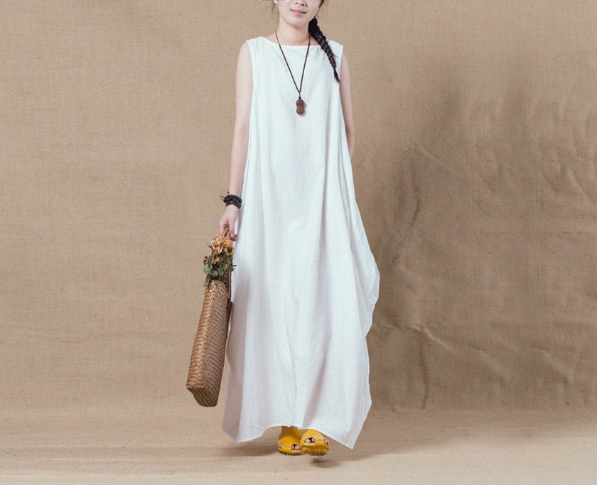 White Cotton Maxi Tank Dress - Etsy White Cotton Maxi Tank Dress - Etsy