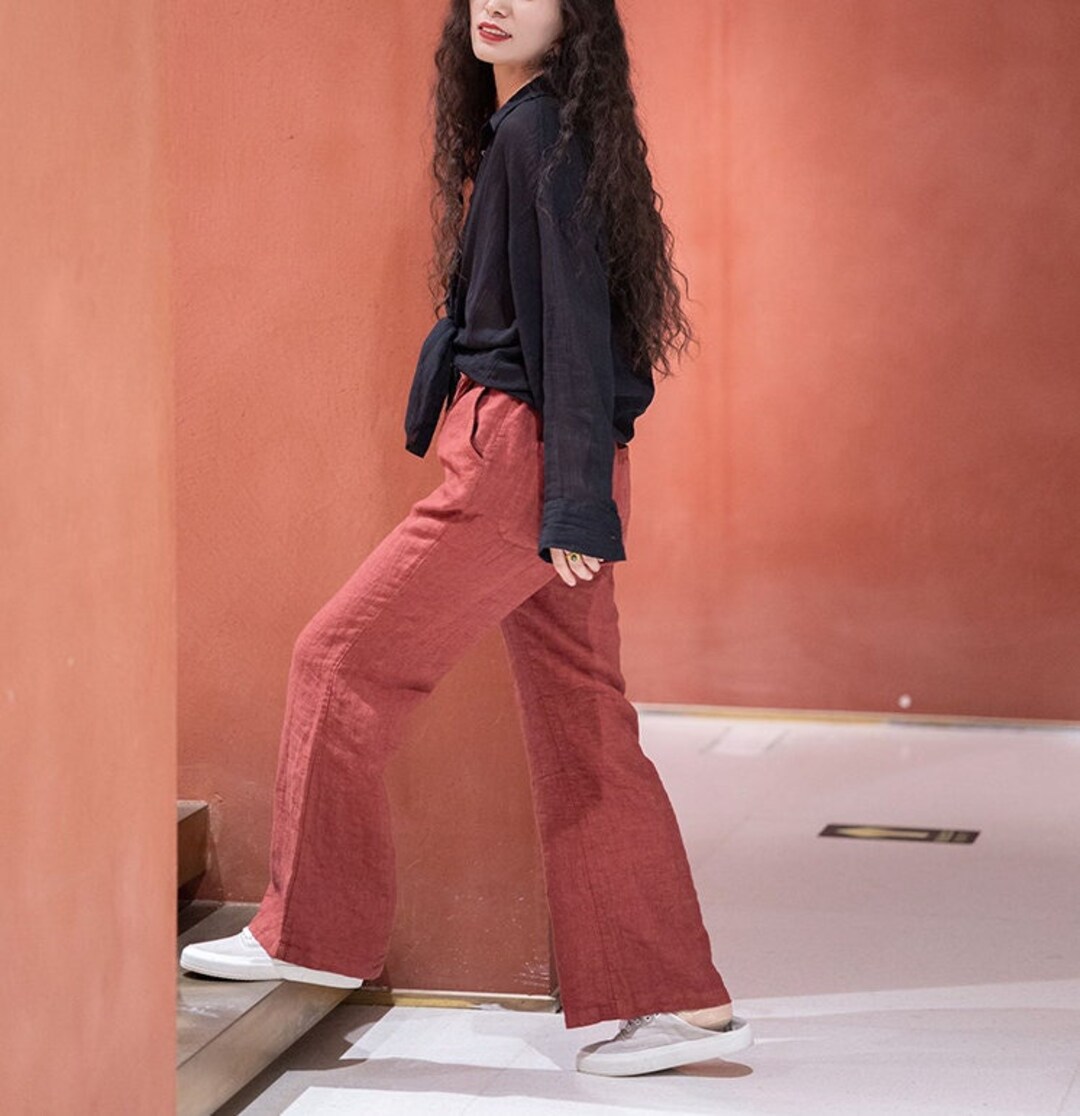Women Linen Pants Long Linen Pants Wide Leg Pants Plus Size Pants Loose