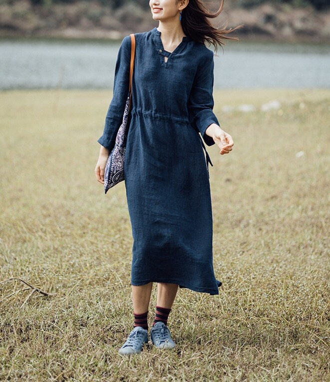 pure collection linen dress Button Through Linen Dress
