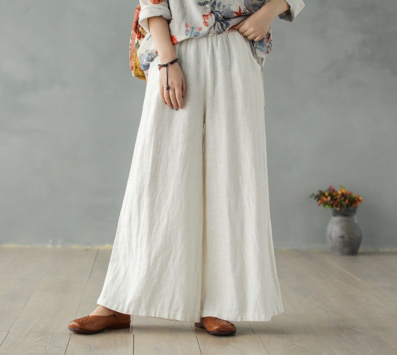 Linen Cotton Pants for Women Linen Skirt Pants Wide Leg Long - Etsy