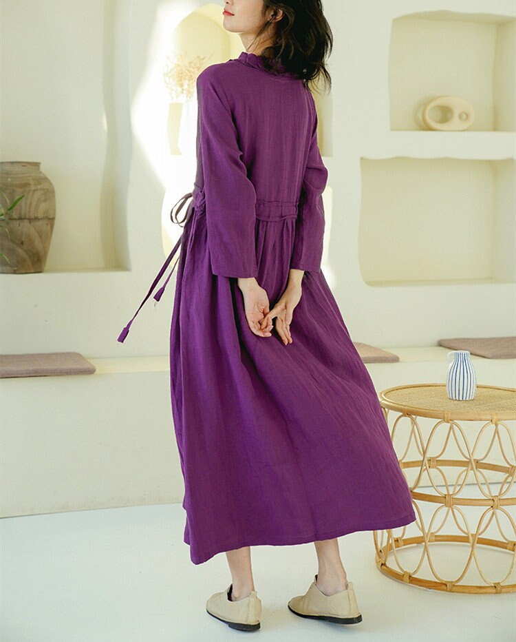 Women's Linen Maxi Dresslong Sleeves Linen Dress Linen - Etsy