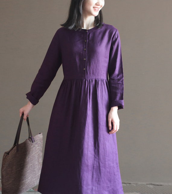 Women's linen maxi dress long sleeves fall dress linen clothing for women linen dresses with pockets and belt bridesmaid Christmas gift N50 Women's linen maxi dress long sleeves fall dress linen clothing for women linen dresses with pockets and belt bridesmaid Christmas gift N50