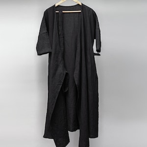 Robes en lin pour femmes, robe en pur lin, robe portefeuille en lin, robe tunique en lin avec ceinture maxi robe, vêtements de grande taille, vêtements en lin boho F355 image 6