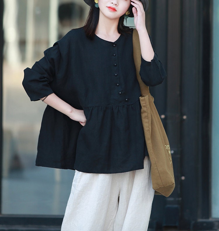 トップス Allege. | Linen S/S Knit Shirt | BLACK 3 Crinkle_Black_Oversized-