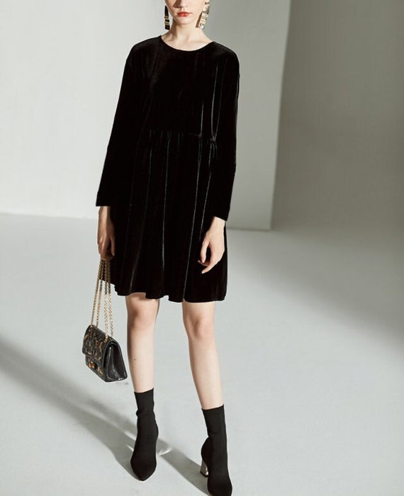 chinese dress ladies H & M Black Velvet Cocktail Dress With Sequins
