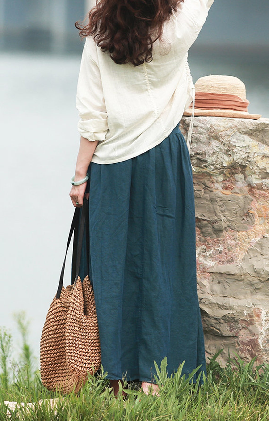 Women's Linen Long Skirt Vintage Skirt Linen Skirt Etsy