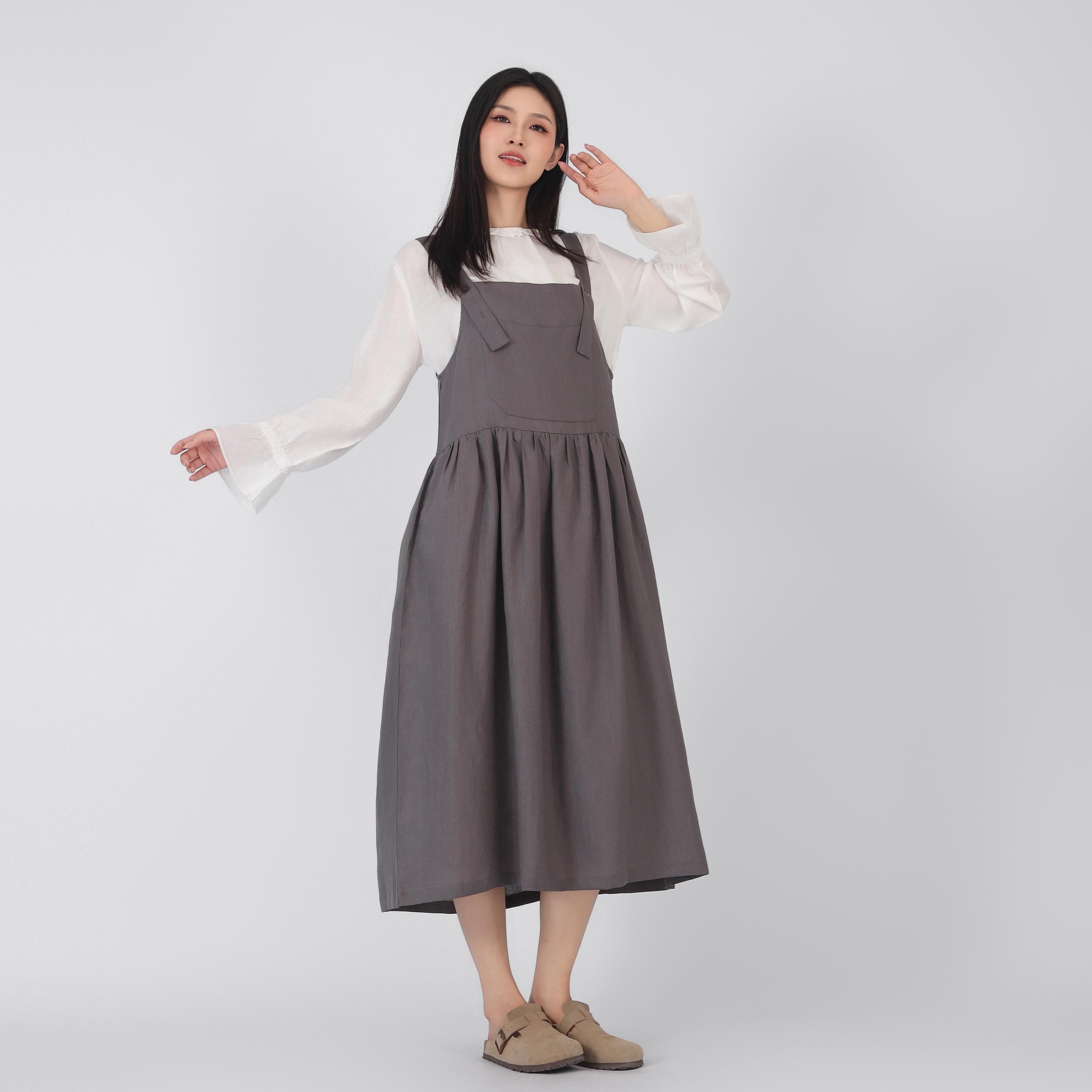 Summer Apron Dress Sleeveless Slip Dress Casual Oversized Dress