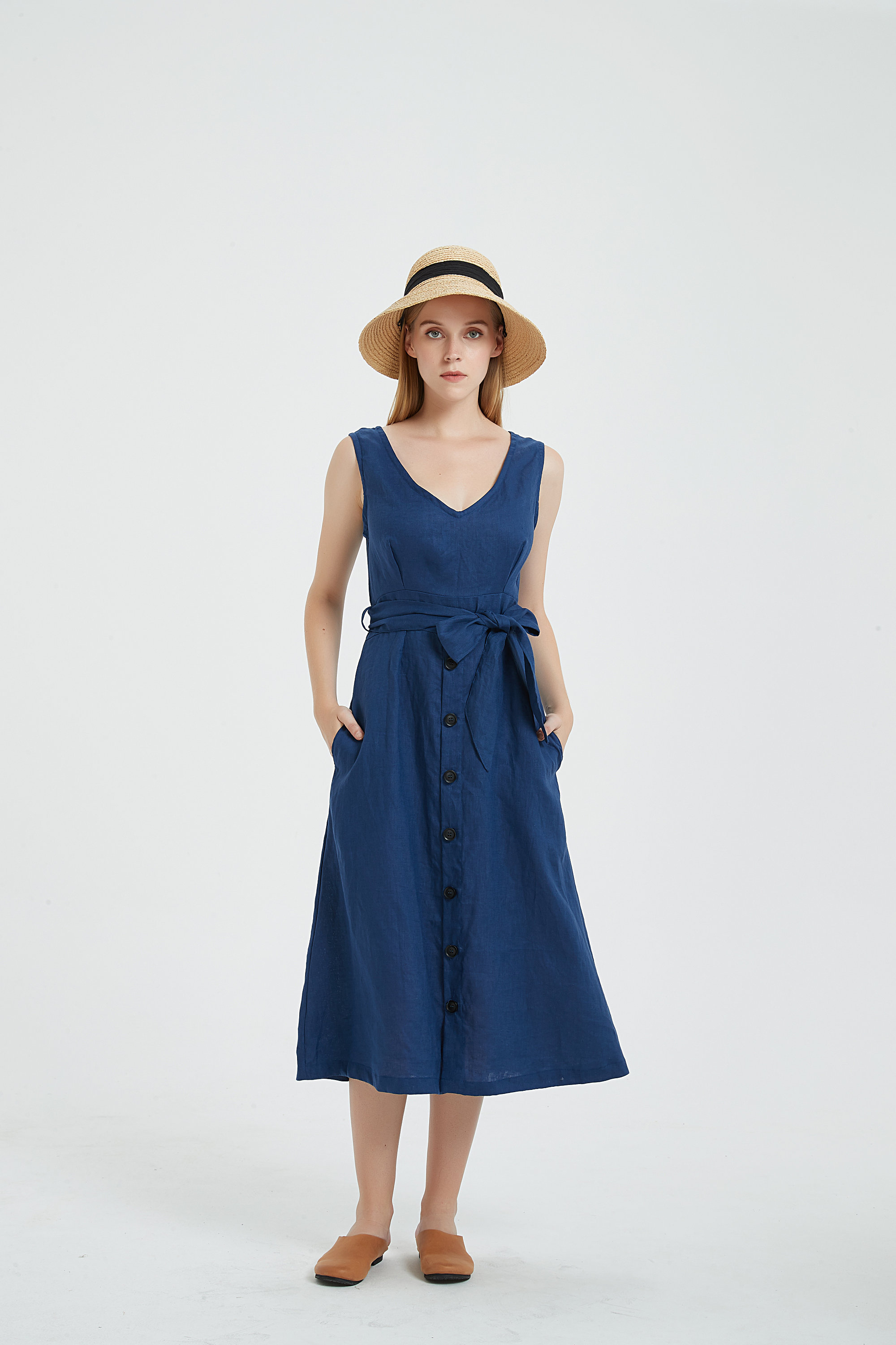 Women's Linen Sleeveless Dress Maxi Dress Loose Linen Wrap Etsy