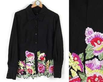 Mariella Burani vintage women's long sleeve 90s deadstock shirt - Size S
