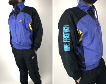 Vintage 90's Nike Track Suit Windbreaker Set Mens Size Large Black