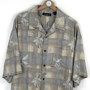 Vintage 90&#39;s Short Sleeve Silk Hawaiian Shirt - Size XXL