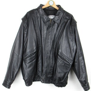 Veste en cuir vintage des années 80 - Taille XL