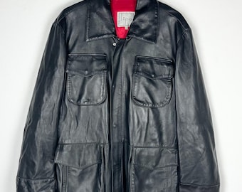 Vintage 90s Leather Jacket - Size L - Etsy