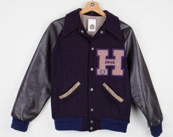 Vintage 70s Fab-Knit Varsity Teddy Jacket - Size S