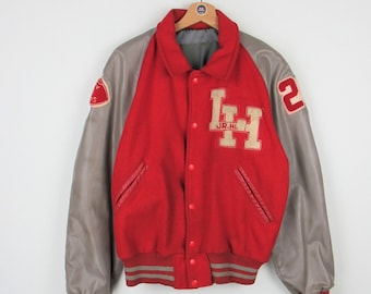 Vtg 60s Butwin Blue & White All Leather Varsity Jacket Letterman
