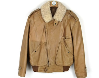 Kurtka skórzana typu bomber z lat 80. i 90. – rozmiar S