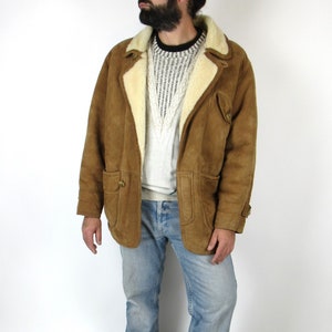 Vintage 80s 90s real suede Shearling jacket - Size L