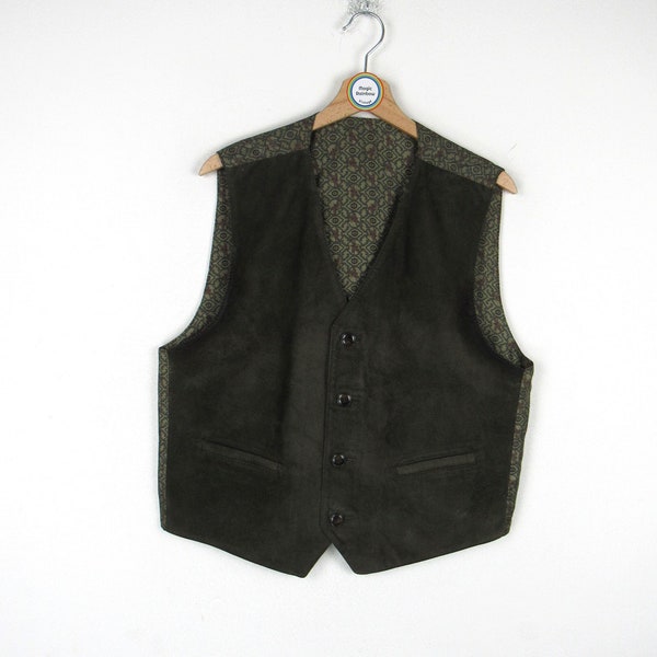 Vintage 90s suede and satin vest - Size L