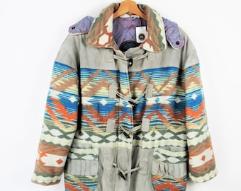 Giacca Henry Rossi in vera pelle scamosciata e lana vintage anni '90 - Taglia M/L