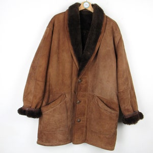 Montone uomo vera pelle scamosciata vintage anni &#39;90 - Taglia XL