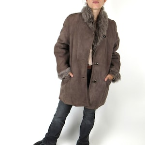 Vintage 80s 90s Genuine Suede Shearling Jacket - Size S