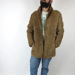 Vintage 80s 90s real suede Shearling jacket - Size L