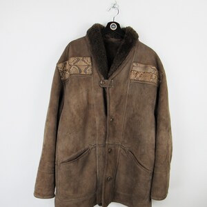 Joint&#39;s Man Shearling Jacket Real Suede Vintage 80s 90s - Size L