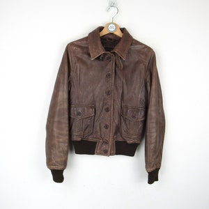 veste bomber en cuir femme vintage des années 90 - Taille S