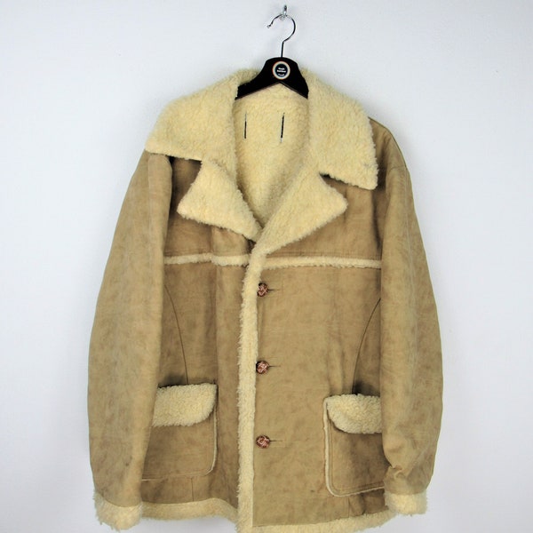 Vintage 70s coat, sherpa padding