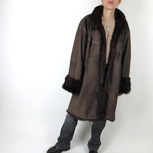 Women&#39;s Shearling Jacket, Genuine Leather, Vintage 1980s/1990s - Size M