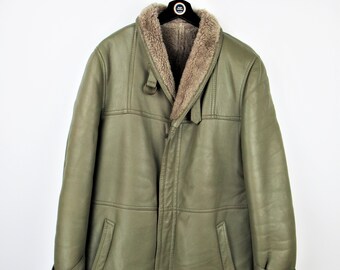 Vintage 80s 90s genuine leather Shearling jacket - Size S/M