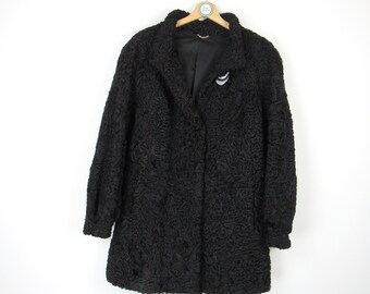 manteau de fourrure bouclé pour femmes surdimensionné vintage des années 80 - Taille M