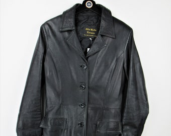 Vintage 90s genuine leather coat - Size S