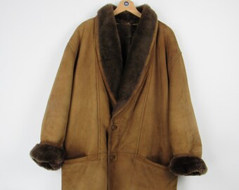 Vintage 80s 90s Genuine Suede Shearling Jacket - Size XL