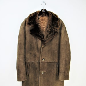 Shearling genuine leather jacket vintage 80s 90s, sheepskin, suede