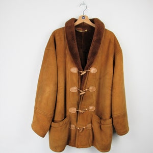 Shearling Genuine Vintage Leather Jacket 80s 90s - Size XL
