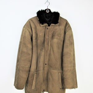 Shearling genuine 80s 90s leather jacket, suede ram, suede