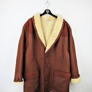 Vintage 80s 90s genuine leather Shearling jacket - Size M/L