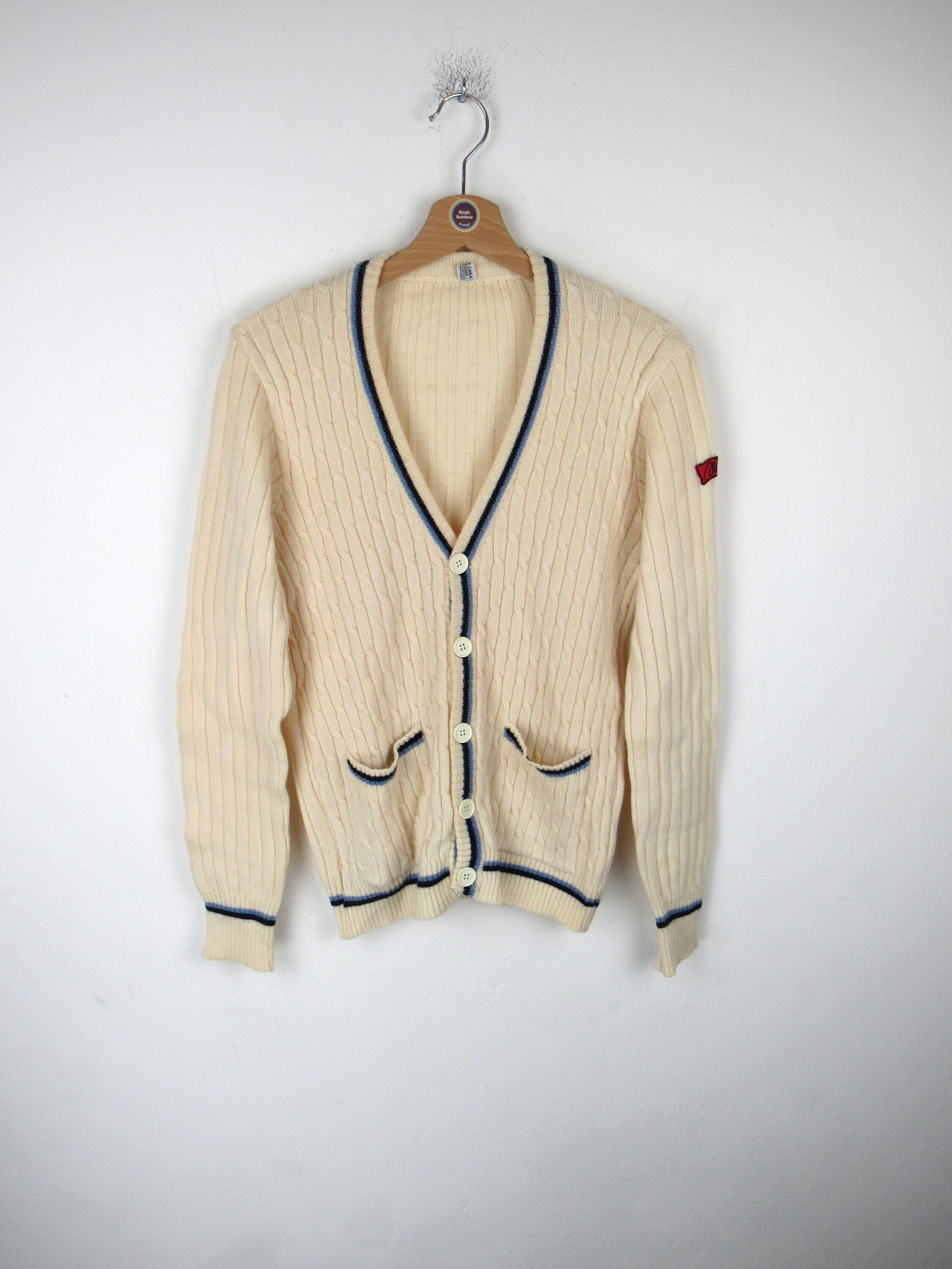 カーディガン VINTAGE - 80s vintage cashmere 100% knit cardigan Vintage 80s Cardigan - Size S - Etsy