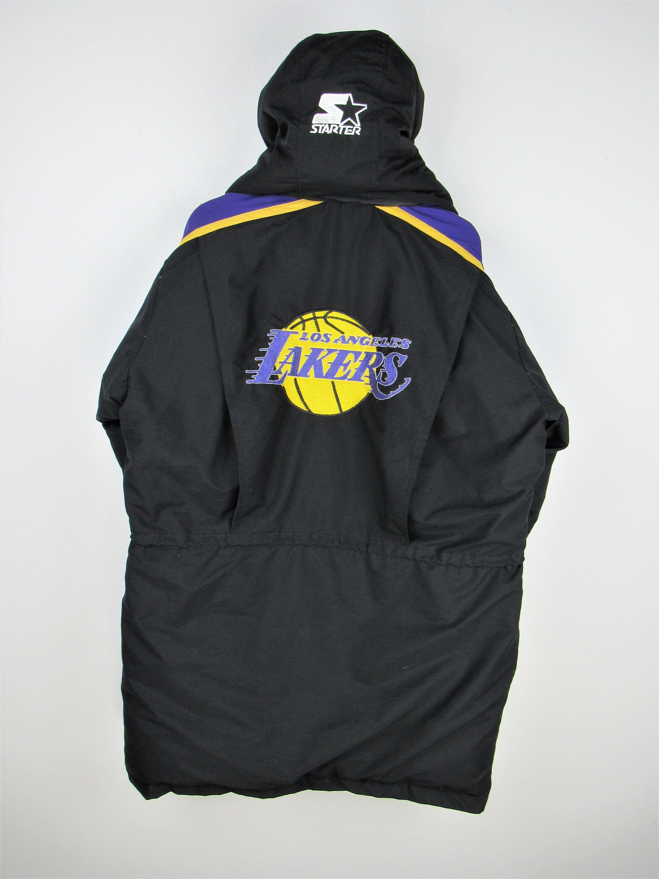 1990s Puffy Mineral Wash Lakers Starter Jacket Quilted Yellow