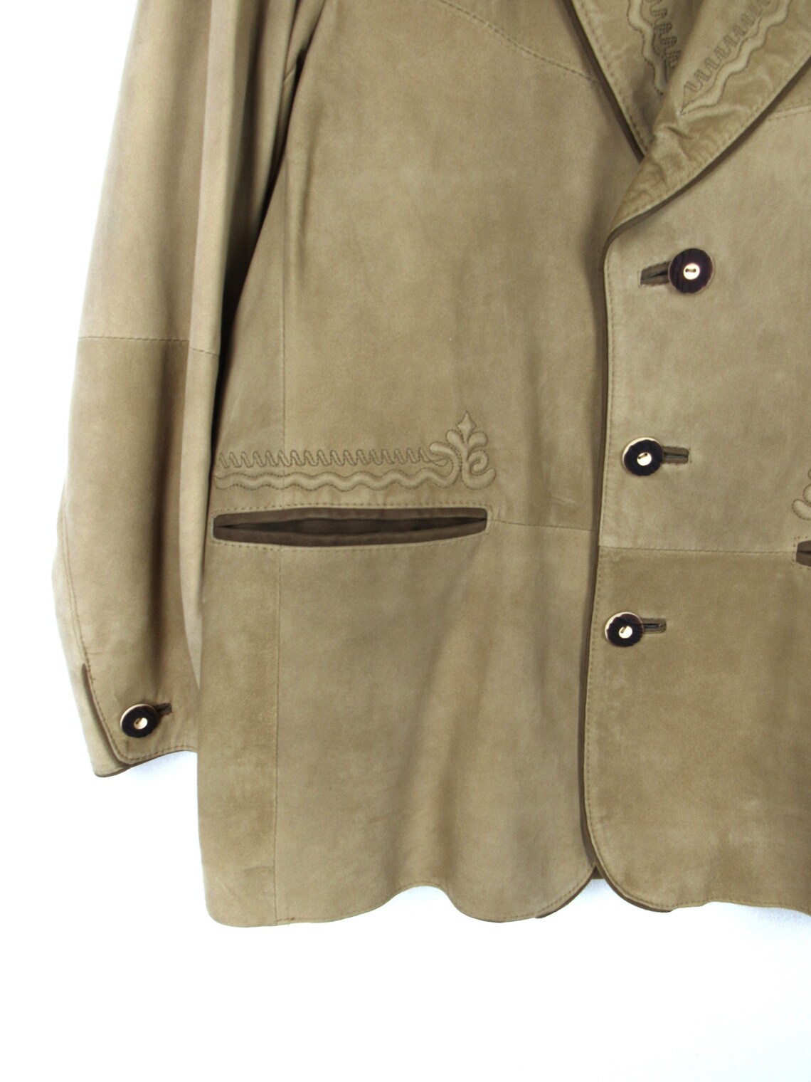Giacca tirolese di pelle scamosciata vintage anni '80 '90 - Taglia L, foto 3 di 5