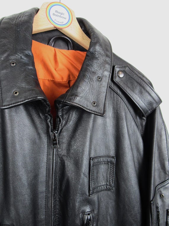 ヴィンテージ 90 年代 イタリア警察メンズ レザー ジャケット - サイズ